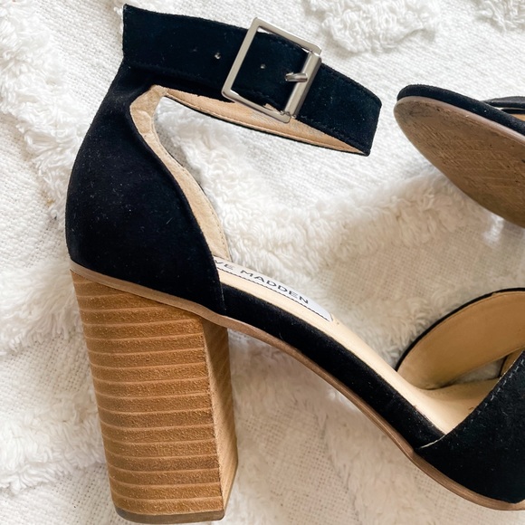 Steve Madden, chunky heel black sandals with cross toe, women’s size 7.5 - Picture 3 of 11